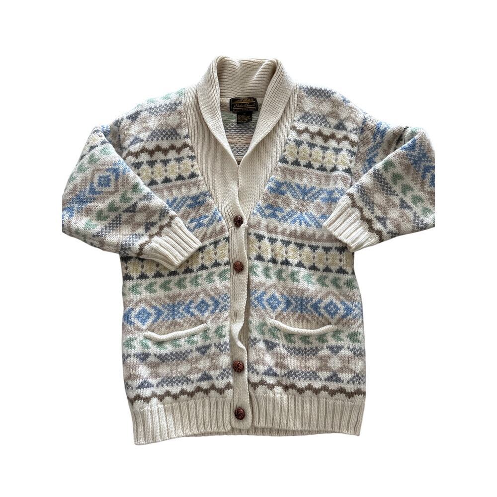 Vintage Eddie Bauer Wool Shawl Cardigan S 1991